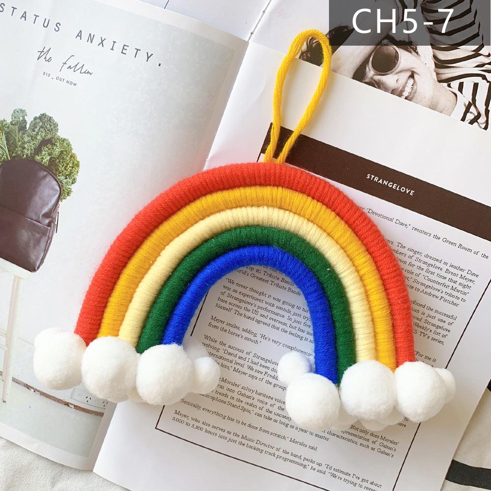 Nordic Style Woven Cloud Rainbow Hanging Ornaments - Children's Room Wall Decor Pendant