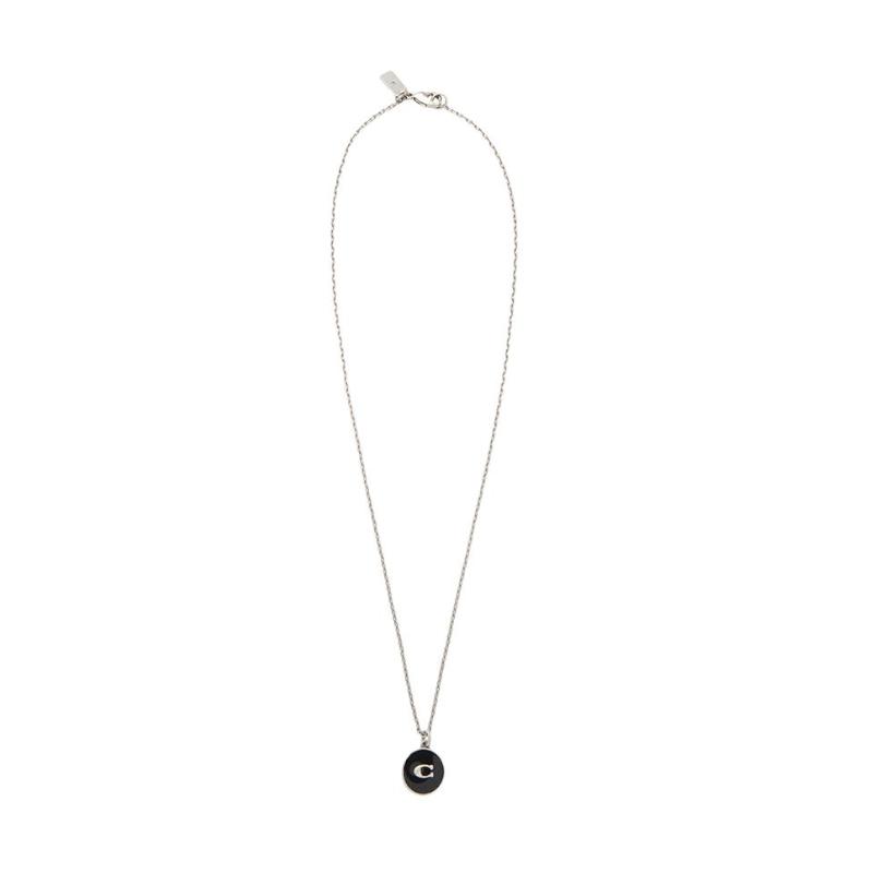 COACH Personalized design brass necklace women s silver