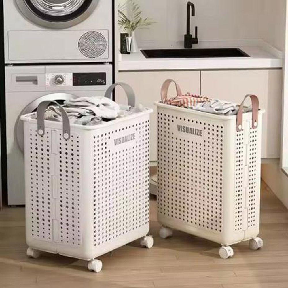 Plastic Narrow Seam Clothes Storage Baskets Space Saving Folding Dirty Clothes Basket  Laundry Room