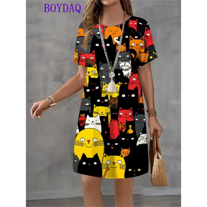Fashion Loose Short Sleeve Dress Casual Versatile Casual Dresses