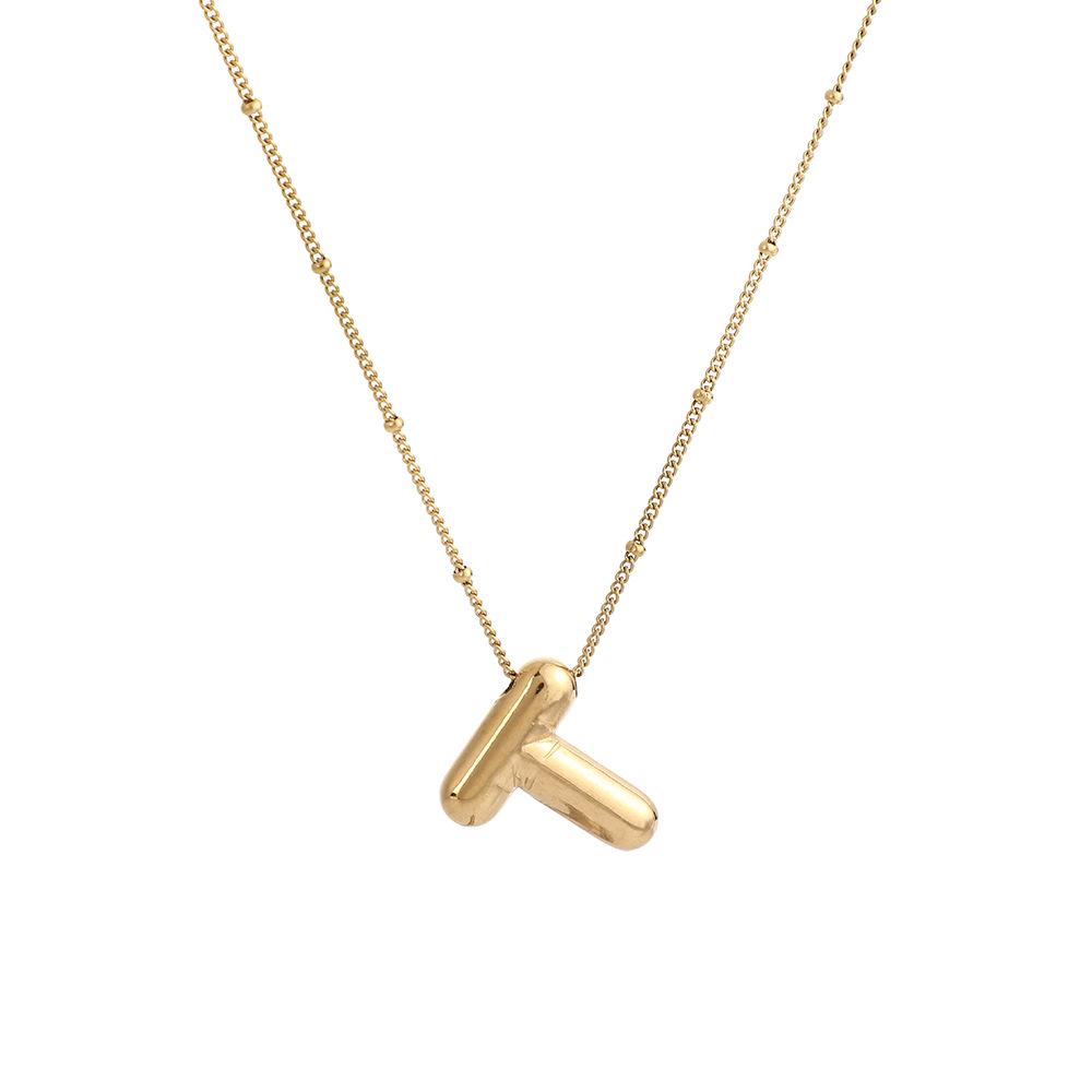 Stainless Steel 18K Gold Plated Alphabet Pendant Necklace