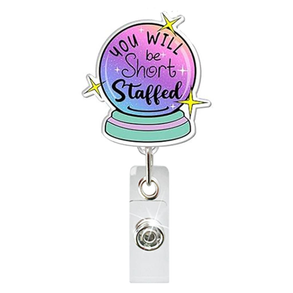Acrylic Halloween Spooky Ghost Eyeball Skeleton Retractable Badge Reel Rotating ID Badge Holder Crocodile Clip for Doctor Nurse