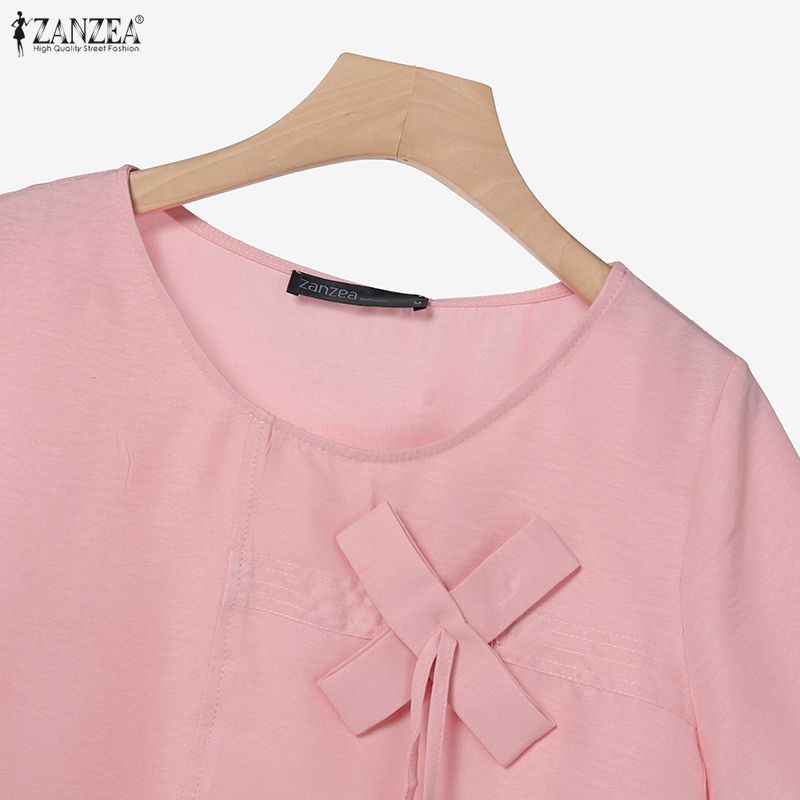 ZANZEA Two Piece Suit Women Short Sleeve Tops and Midi Pleated Skirts Elegant Sets