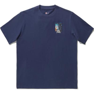Li Ning Embroidered Round Neck Loose Short Sleeve T-Shirt Unisex Tops Deep-Navy AHSU209-5