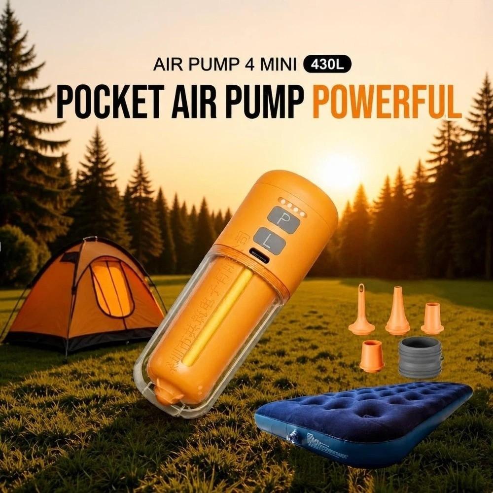 Rechargeable Inflatable Pump 5pcs Nozzles Electric Air Pump Camping Light Air Pump Air Mattress