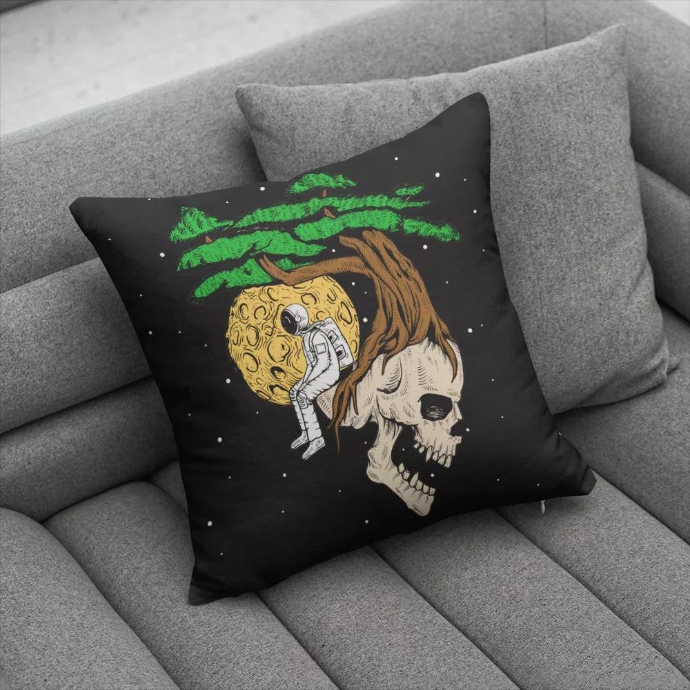 Fun Halloween Skull Pillow Cover Home Party Decorative Cartoon Kawaii Cushion Cover For Sofa Bedside Short Plush Hand Pillowcase