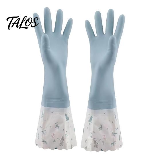 Thickened Winter Cleaning Gloves Long Sleeves Dishwashing Gloves, Thick Fleece Lining Non-Slip Silicone Extended Cuff Reusable Waterproof Kitchen for