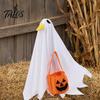 Halloween Outdoor Decor Goose Outfit, Ghost Porch Clothes with Pumpkin Bag for 23" Party Statue, Accessory Patio Lawn Yard Seasonal Holiday Decoration