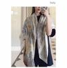 130*130cm 30% Seide +70% Wolle Schal Retro Vintage Luxuriös Weich Stola Groß Warm Winter Wickeltuch für Damen