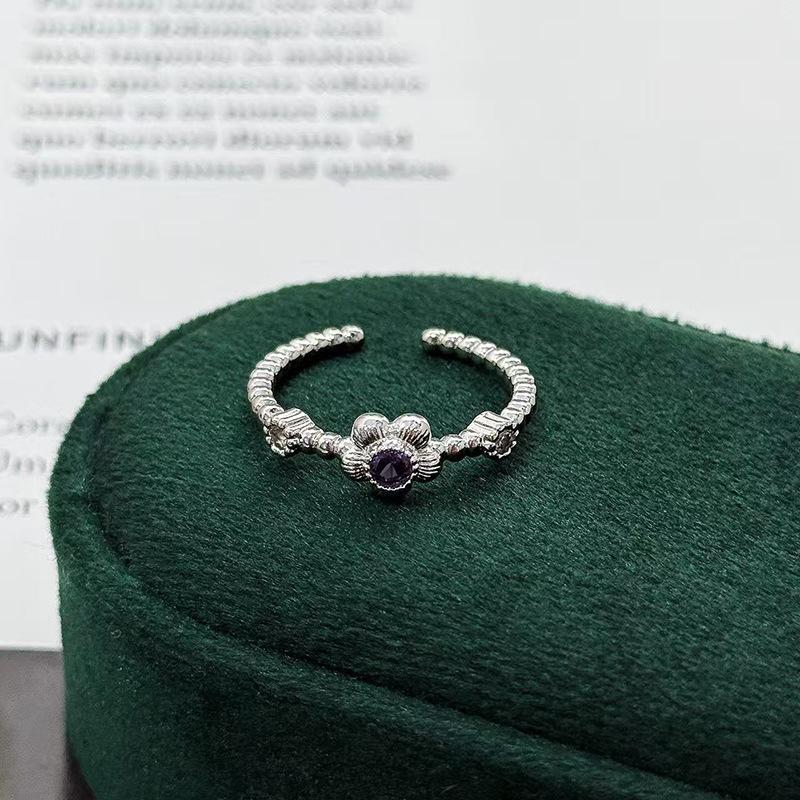 Nine Purple Separation Fire Purple Color Treasure Zir*****Pening Ring Light Luxury Niche High Sense Delicate Stacking Super Immortal Ring Girl