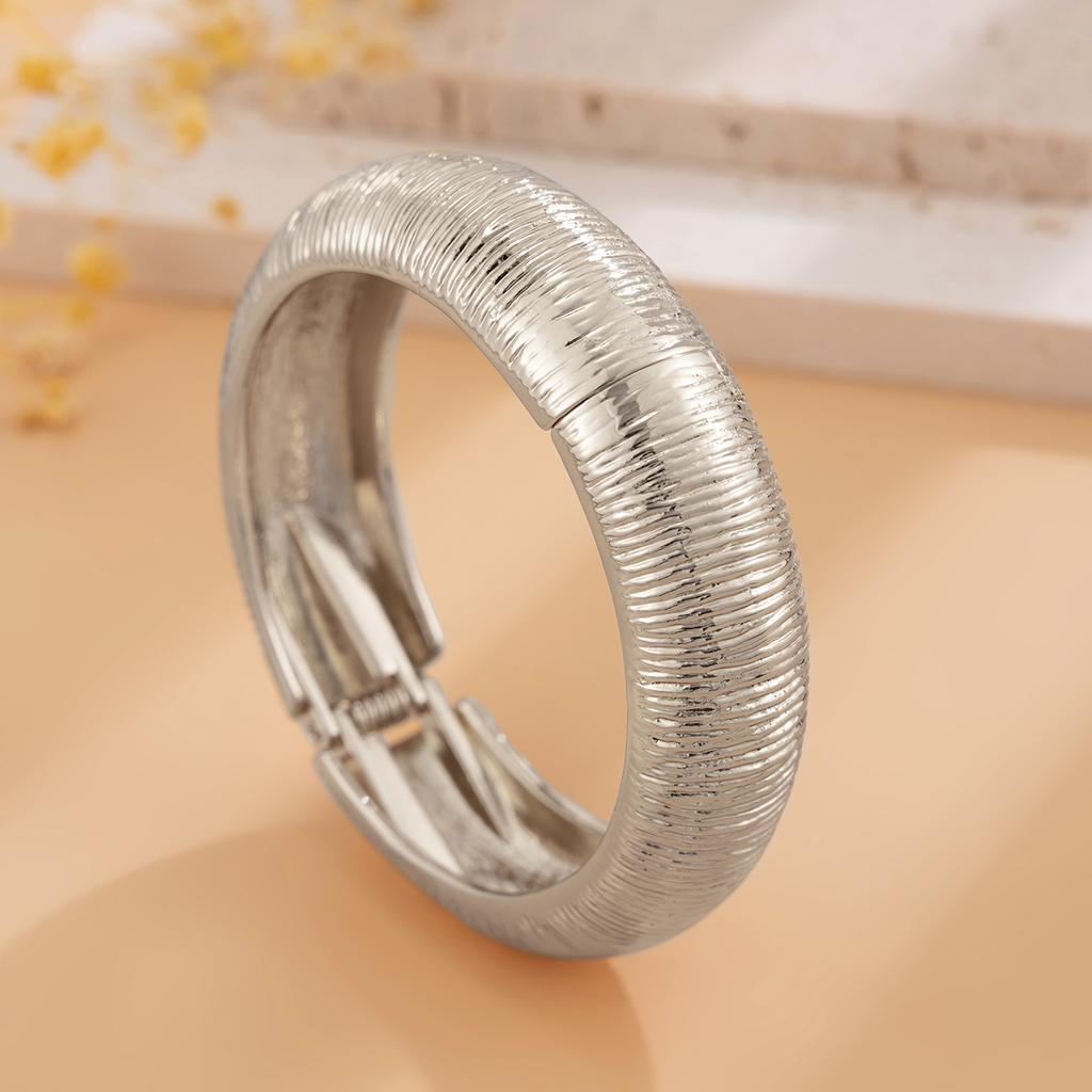 PuRui Exaggerated Heavy Metal Chunky Wide Cuff Bangles for Women Punk Geometric Spring Arm Bracelets Men Jewelry Steampunk