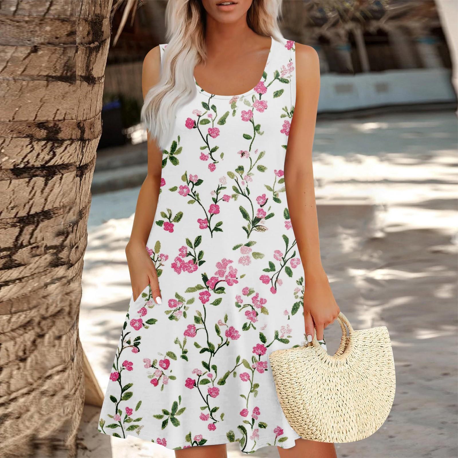 

Женское летнее цветочное платье в стиле бохо с высокой талией, повседневное гавайское платье с V-образным вырезом для отдыха XXL белый