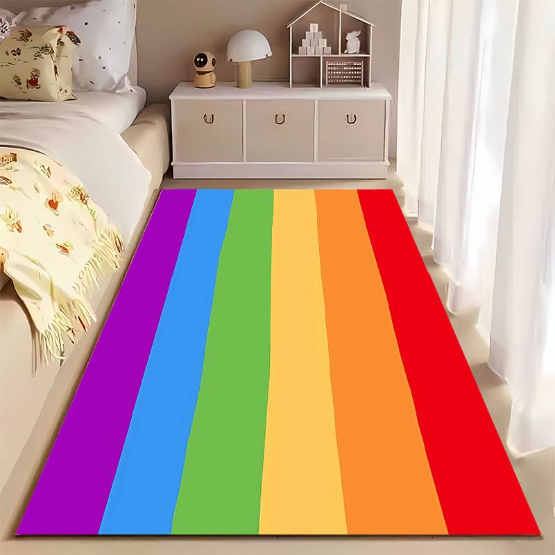 Rainbow Striped Pattern Carpet Suitable As a Non-slip Mat for the Living Room or Bedroom Sofa