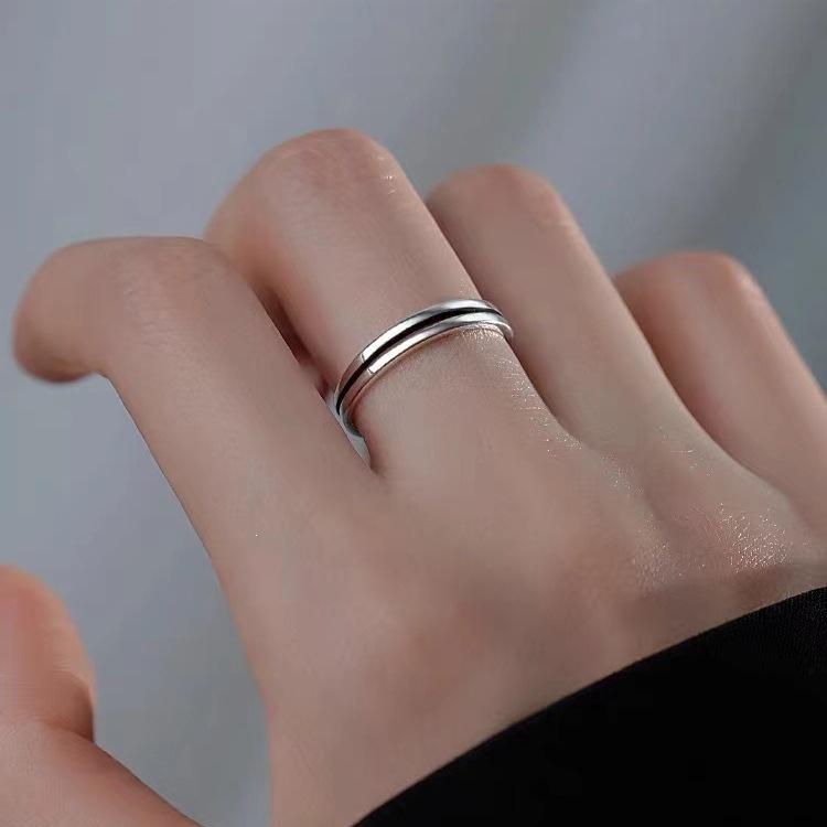 925 Silver-Plated Double-Layer High-End Open Luxury Ring for Women
