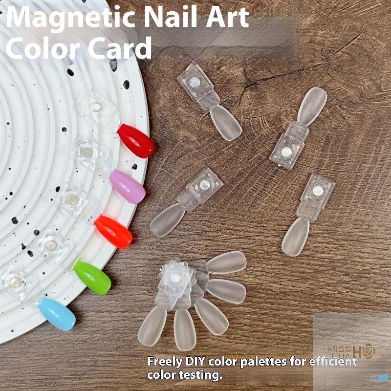 Yy Magnetic False Nail Tip Display Clear Natural Color Card Polish Gel Stand Board Nail Palette Manicure Nail Glue Practice Tool