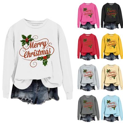 Women's Fashion Casual Long Sleeve Loose Christmas Printed Sweatshirt