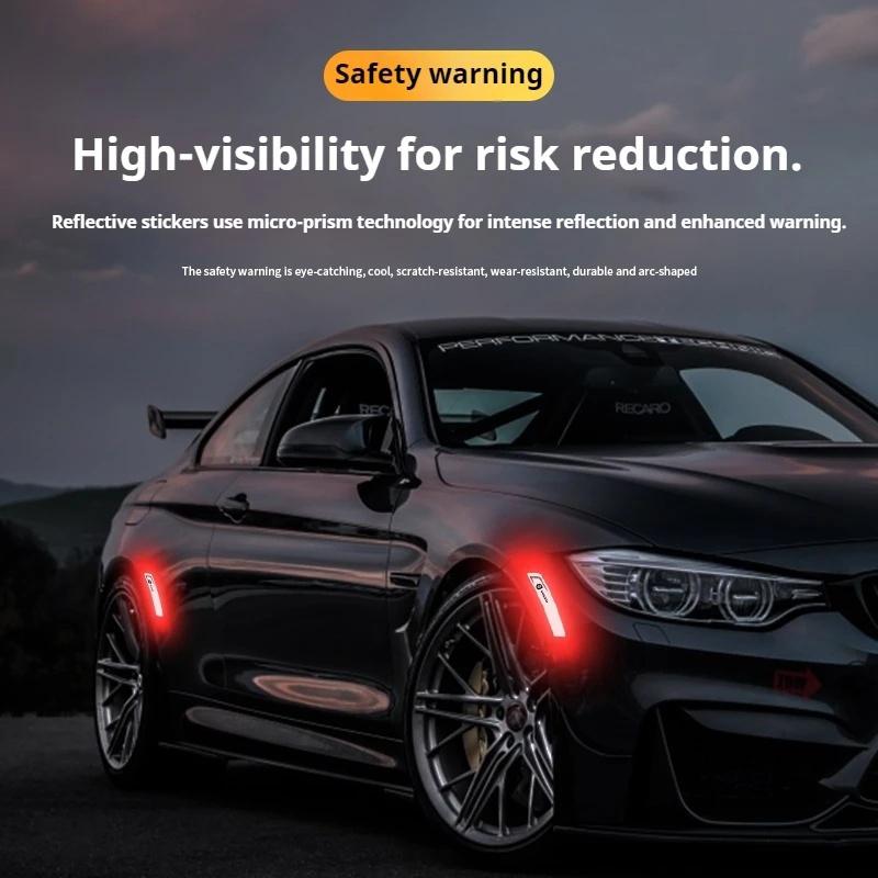 2pcs Car Reflective Warning Stickers, Wheel Eyebrow Anti-Collision Strips for Volvo XC90 XC60 V50 S60 V70 , Exterior Accessories