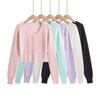 Soft Knit Cardigan Women U-Neck Short Cropped Sweater With Pearl Buttons Mohair Blend