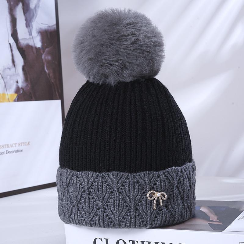 Women's Winter Warm Knitted Hat Korean Style Trendy Versatile Plus Velvet Thickened Windproof Ear Protection Wool Hat
