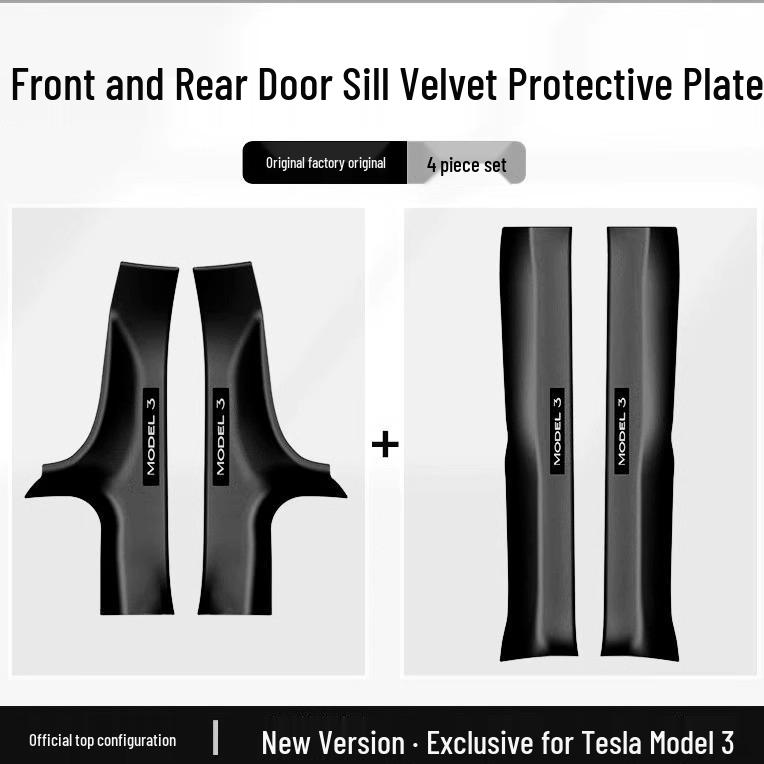 Tesla Model Y & Model 3 Carbon Fiber Rear Door Sill & Seat Back Protector Guard