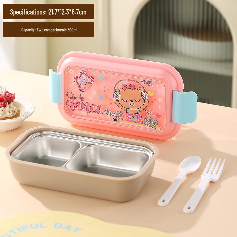Cute Cartoon Compartment Lunch Box for Kids - Bento, Fruit, and Meal Container