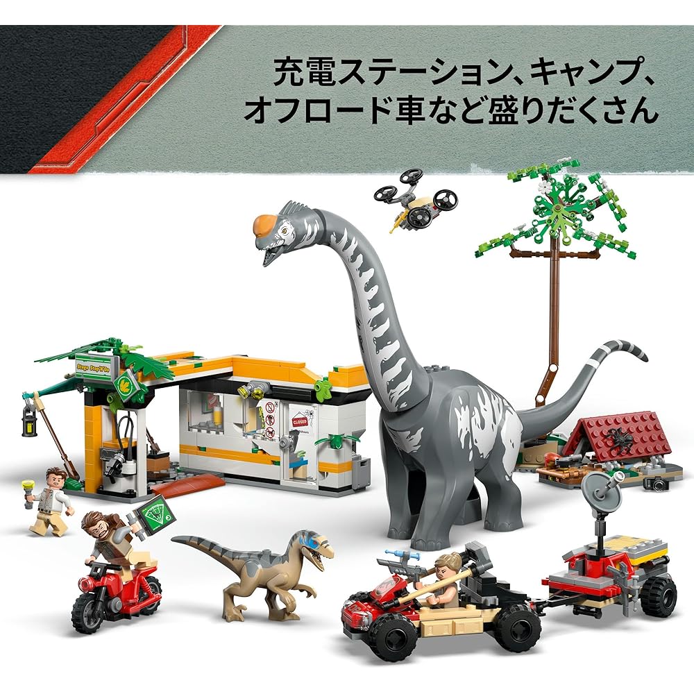 LEGO Jurassic World Raptor and Titanosaurus Chase Mission Toy Building Set for Kids Ages 7-9