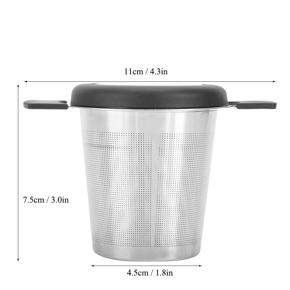 Nerezový čajový filtr šálek sítko čajové příslušenství se silikonovým víčkem