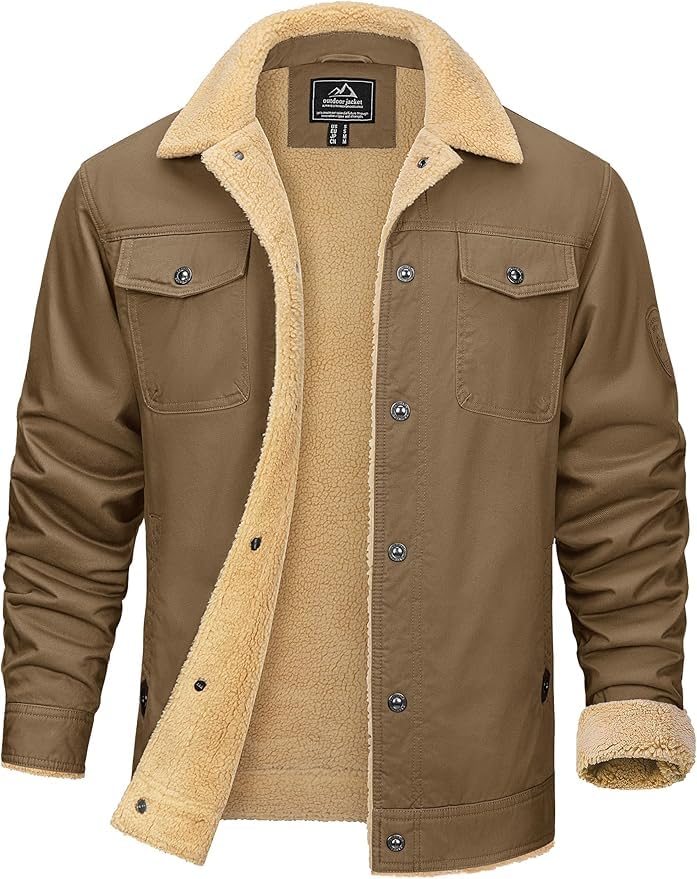 KEFITEVD Motorcycle Winter Pilot Jacket with Fleece Size M Men's Jacket, Windproof, Dokajan, Workwear, Lining, Khaki,