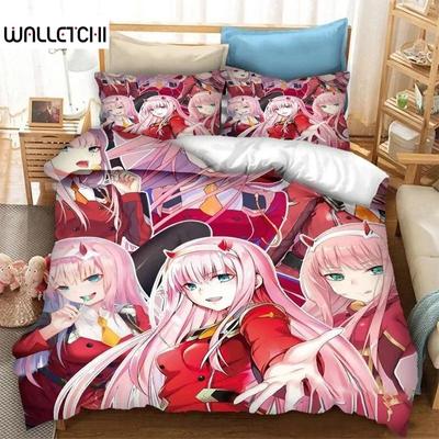 3D Print Cartoon DARLING In the FRANXX Zero Two 02 Bedding Set Boys Girls Twin Queen Size Duvet Cover Pillowcase Bed Kids Adult