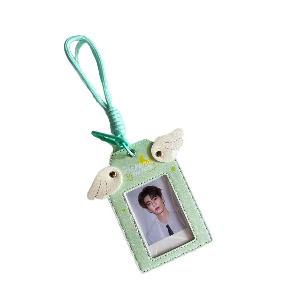 Angel Wings PU Leather Card Holder: 3-Inch Protection Cover for Campus and Bus Access