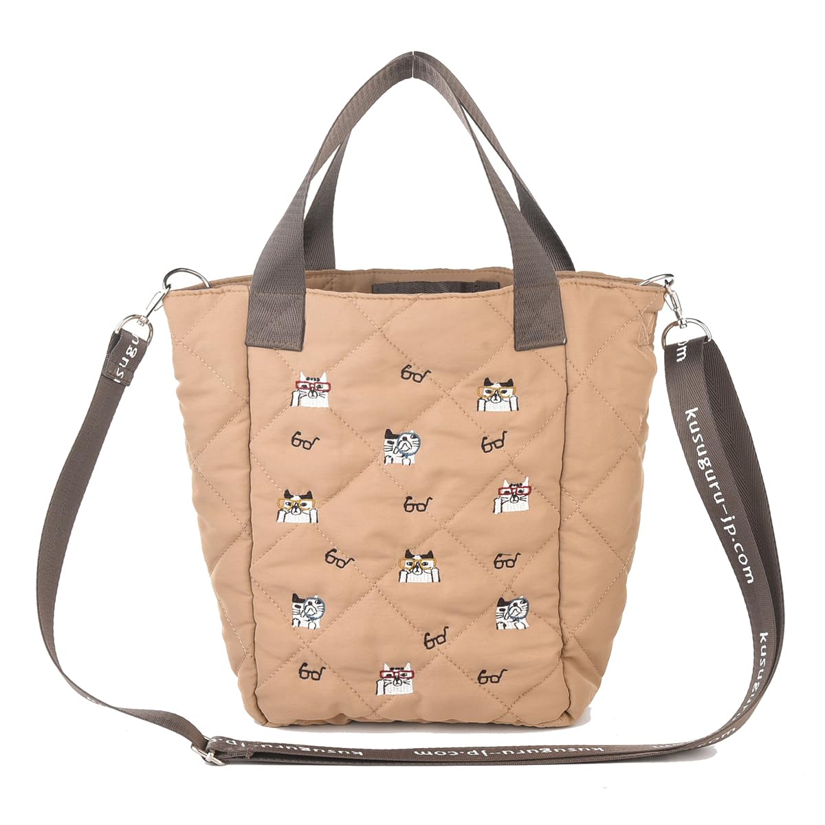 [Kusuguru Japan] Водоотталкивающая стеганая сумка-трансформер из полиэстера, Nekomaruke MC