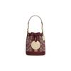 Dempsey 14 Drawstring Closure Signature Jacquard and Fine Pebbled Leather Bucket Bag Handbag Shoulder Bag Crossbody Bag Mini Women’s Burgundy