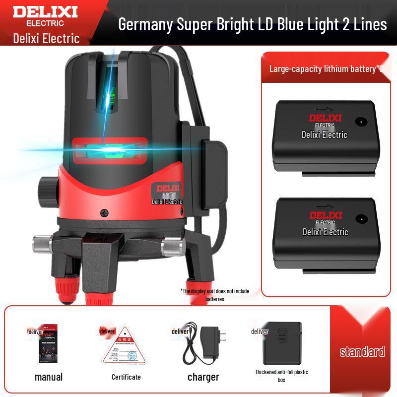DELIXI High Precision Green & Blue Light Laser Level (2 & 5 Line) for Outdoor Use