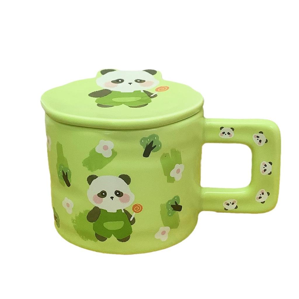 Panda Krus Familie på Tre Vannkopp med Lokk Søt Keramisk Kopp for Kvinner med Høyt Pen Husholdnings Kaffe Frokostkopp