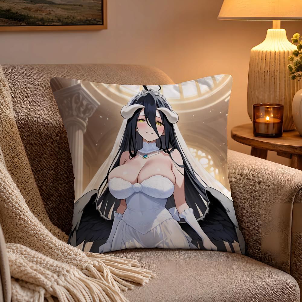 Hot Anime AAlbedo Cushion Cover Soft Plush Cushion Cover Double Print And Invisible Zipper For Sofa Home Car Use