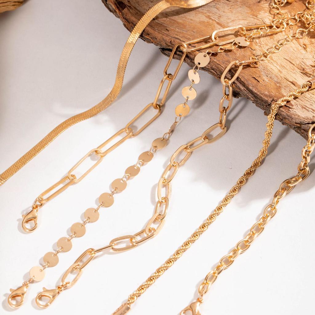 Accessories, Creative Geometric Twist Multi-layer Stacked Bracelet, Personalized Snake Bone Chain Bracelet Six-piece Set