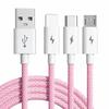 3in1 6A 66W Ultra Fast Charging Cable Fast Charger USB ToType C Cable Charging Cable Mobile Data Cable Suitable For IOS Android phone 1.2M/2M