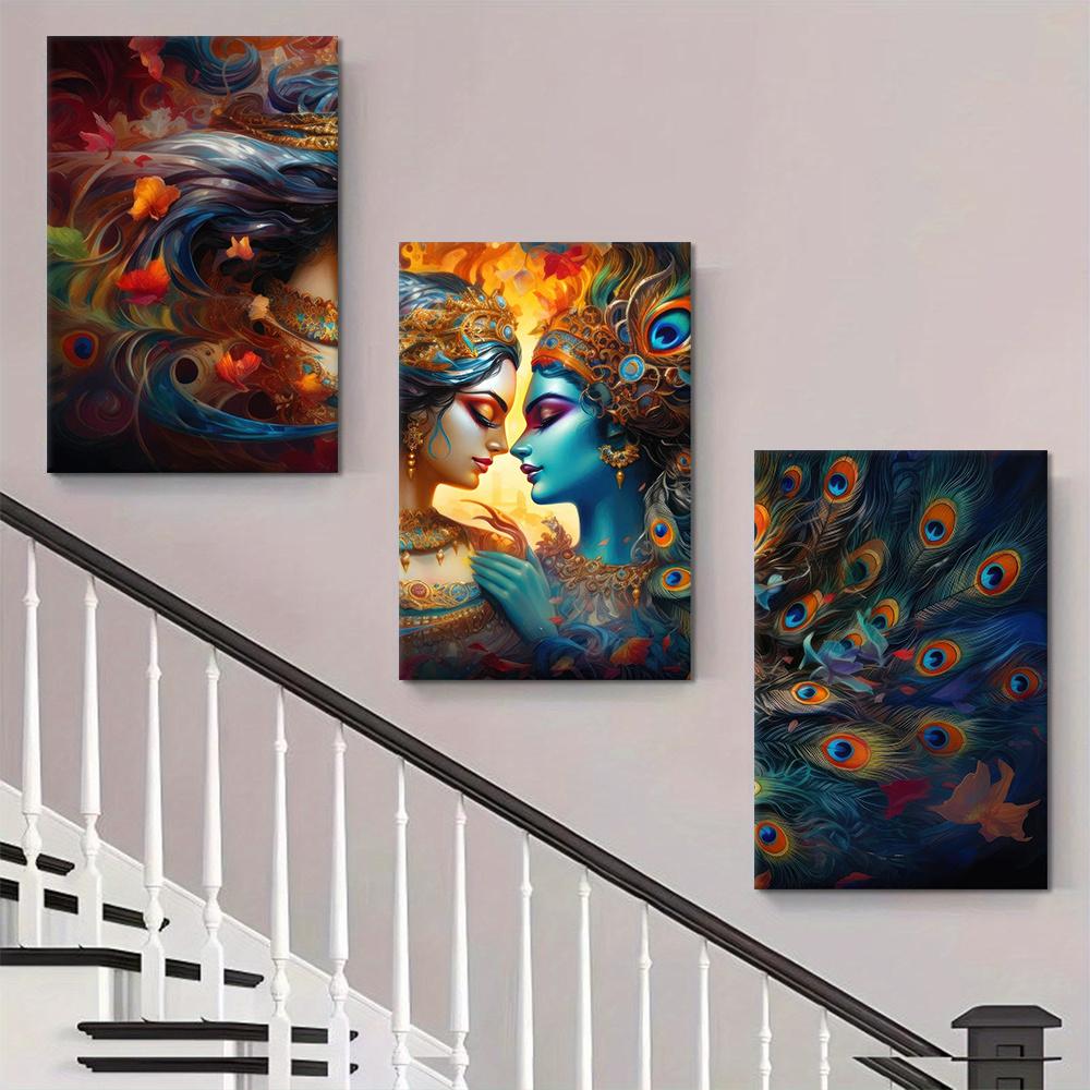 3-piece Abstract Art Canvas Frameless Decoration Hanging Painting Modern Home Living Room Foyer Bedroom Wall Painting Colorful F