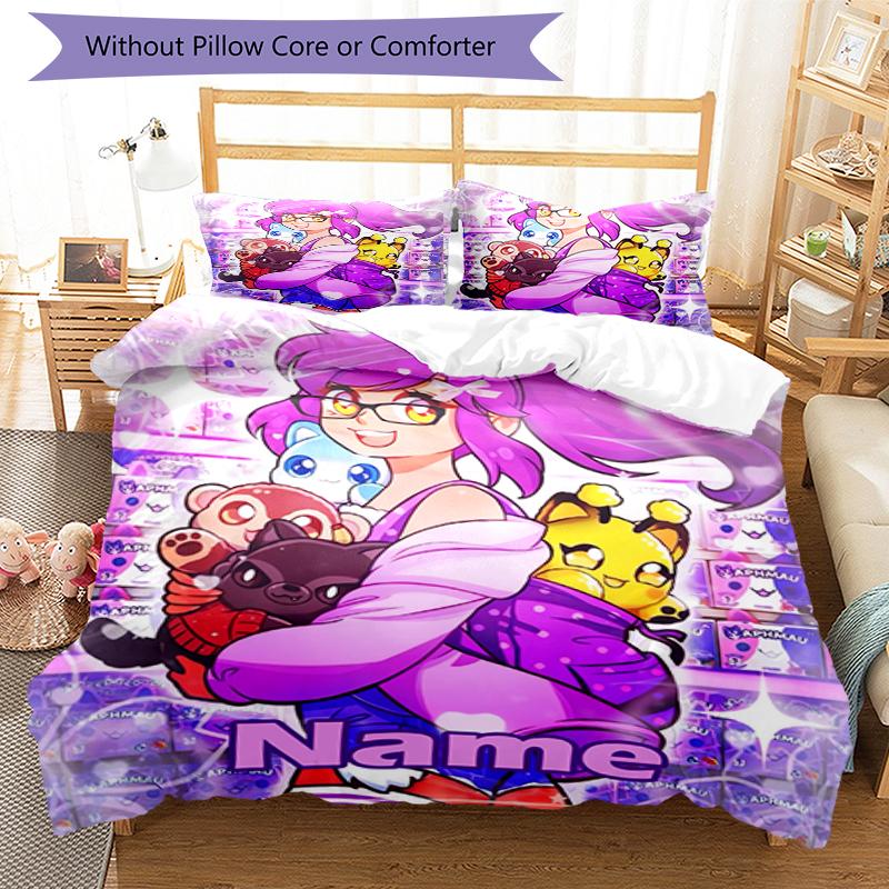 Set Biancheria da Letto Aphmau Personalizzato con Nome (3 Pezzi) Chiusura con Bottoni Include 1 Copripiumone e 2 Federe, Morbido e Confortevole per Tutte le Stagioni.