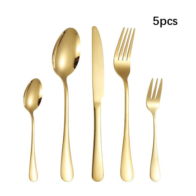 6/30pcs Golden Stainless Steel Tableware Knife, Fork and Spoon Hotel Thickened Western Tableware Steak Knife, Fork and Spoon Set