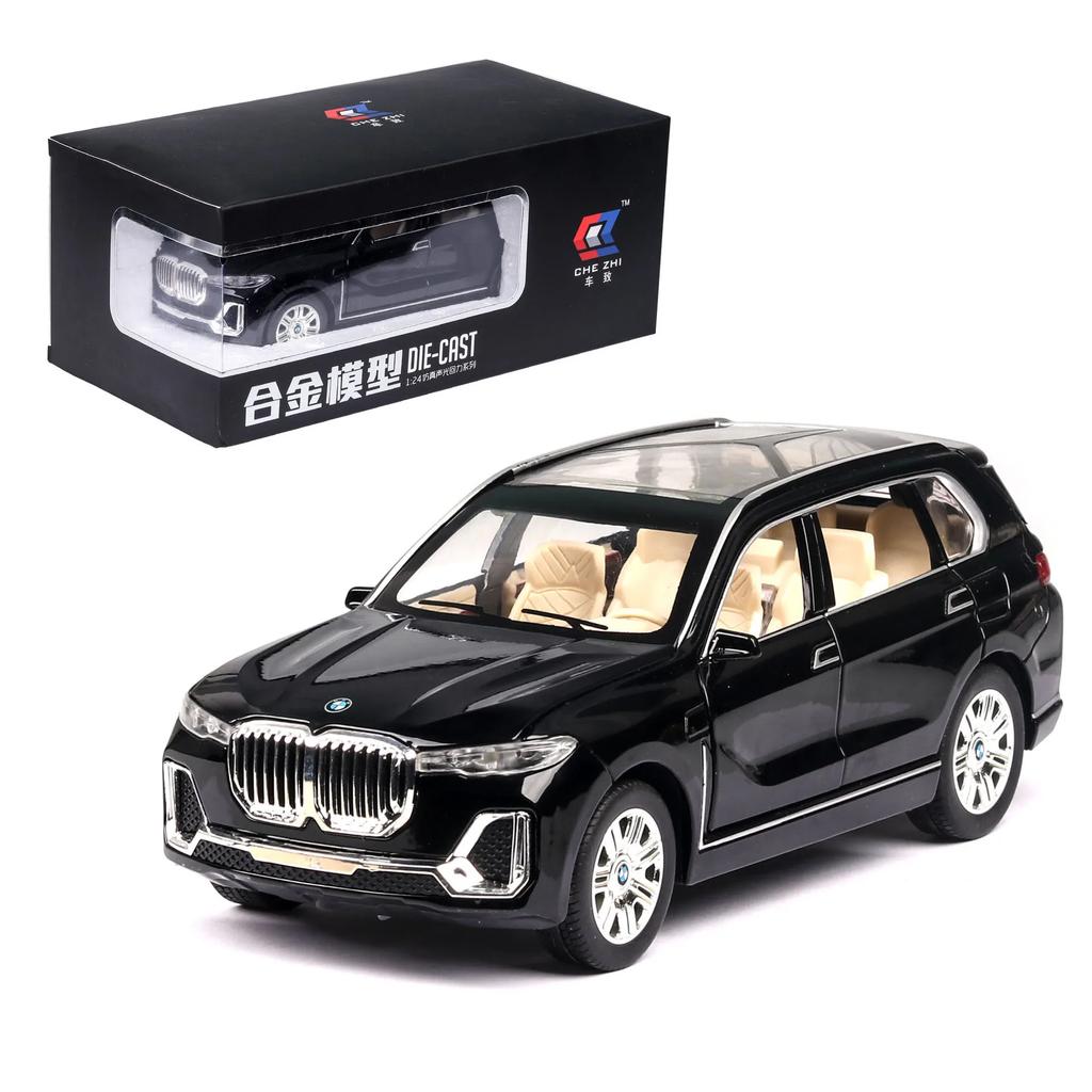 1:24 BMW X7 SUV Diecast Metal Alloy Model car Sound Light Pull Back Collection Kids Toy Gifts