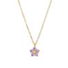 Fashion Sweet Non-tarnish 18K Gold Plated Stainless Steel Cute Zircon Flower Pendant Necklace for Women Girls Daily Gift