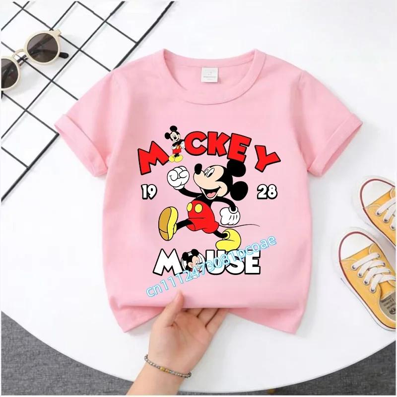 2026 Boys Girls Shortsleeved Printed Tshirt Mouse Cartoon Children 100 Cotton Soft Breathable Loose Sports Comfortable