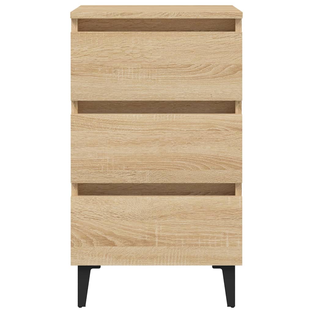 Nightstand with Metal Legs Sonoma Oak Finish 40 x 35 x 69 cm