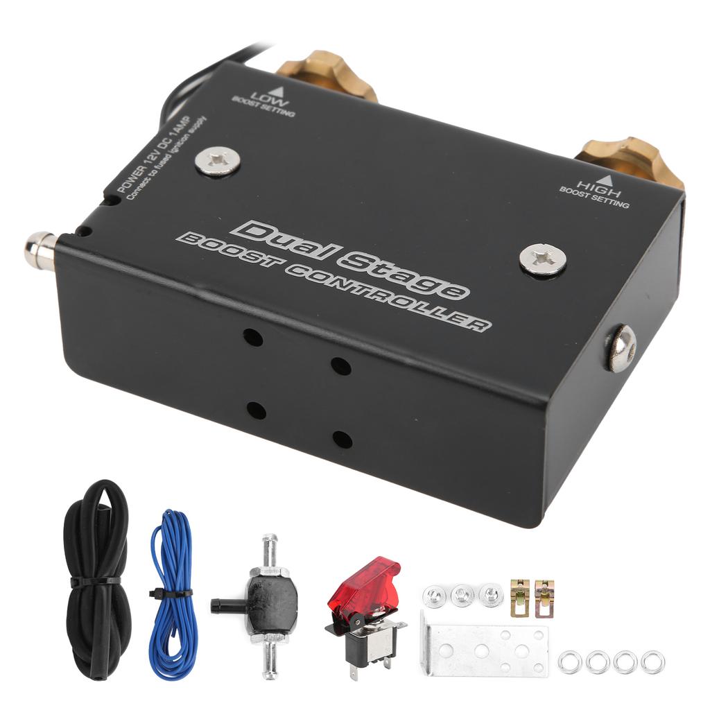 Kit Controller Elettronico Boost Turbocompressore Doppio Stadio Auto Lega di Alluminio per Auto Universale 12V