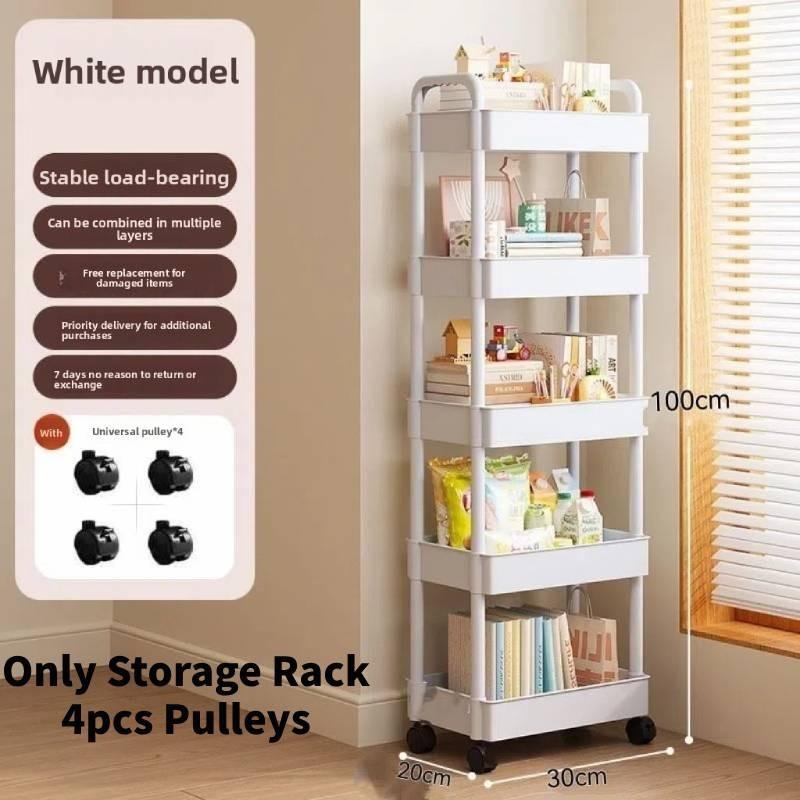 Mały wózek do przechowywania z składanymi, obrotowymi, mobilnymi półkami do organizacji kuchni i sypialni