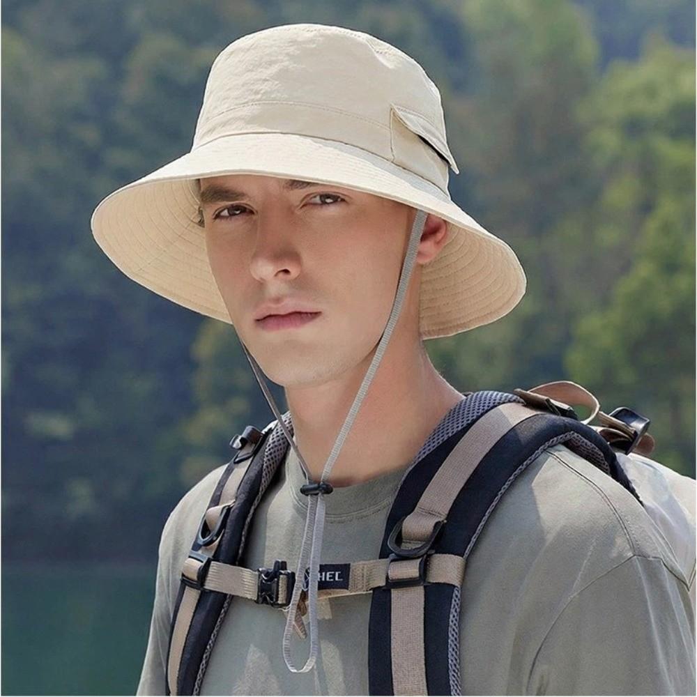 Large-Brimmed Sun Protection Cap Foldable Sun Protection Sun Hat Adjustable Windproof Strap Quick-Drying Sunscreen Bucket Hat