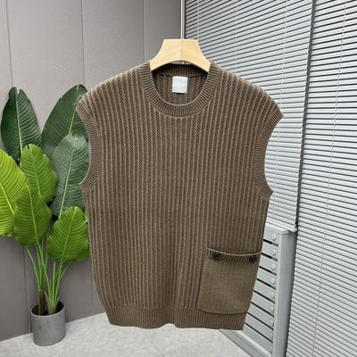 Men's Round Neck Knitted Vest Spring Autumn New Arrival Casual Wear Loose Sleeveless Pullover Sweater Trend