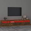TV Cabinet with LED Lights Smoked Oak Finish 240 X 35 X 40 Cm