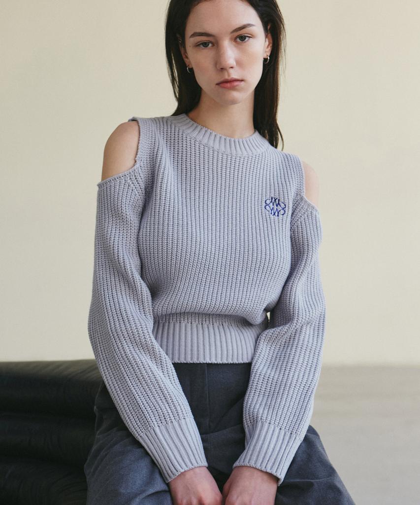 Nigaennikol Signature Cut Out Crew Neck Knit_Sky Blue